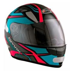 Imagem de Capacete Moto Fechado Spark Spider Viseira Cristal Preto com Azul Tiff