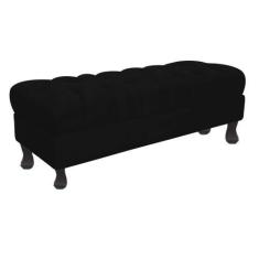 Imagem de Recamier Luis Xv Capitonê Retrô 140cm Suede Preto Pés Madeira Ms Decor