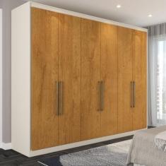 Imagem de Guarda-Roupa Casal Guarujá 6 Portas 6 Gavetas 100% Mdf Off White/Perob