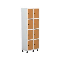 Imagem de Armário Locker Guarda-roupa 8 Portas Aço Grp 502/8 Branco/Laranja Picasso