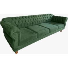 Imagem de Sofá Chesterfield Elisabeth Capitonê 2,60 Suede Verde Musgo - Novo Enc