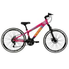 Imagem de Bicicleta Aro 26 Vikingx Tuff Rosa/Azul 21V Alumínio Freeride Freio A