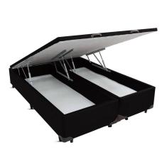 Imagem de Cama Box Baú Cosmopolita Queen Size Camurça Preto 158x198