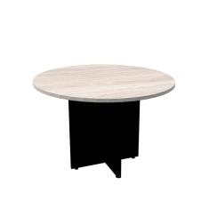 Imagem de Mesa De Reunião Redonda 110 X 110 Cm Pé Painel Pe25 Em Mdp Nogueira Casablanca E Base Preta