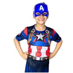 Imagem de Fantasia Infantil Curta Capitão America Enchimento E Máscara - Alicia 