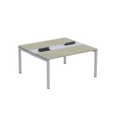 Imagem de Mesa Plataforma Dupla com Pé de Aço para Coworking 150X140/2P PDC15/14/2P Nogueira Casablanca/Cinza