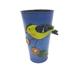 Imagem de Vaso Enfeite Jardim Quintal Varanda Passaro Flor Ferro 