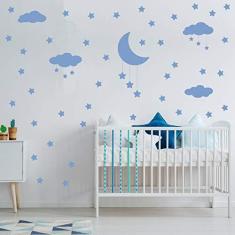 Papel De Parede Para Quarto Infantil Desenho Infantil Céu Sol Estrelas E  Variados