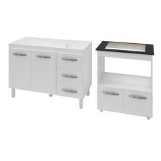 Imagem de Armário Gabinete Bancada Pia 120 Cm Bianca Balcão Cooktop 4 Bocas Forn