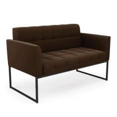 Imagem de Sofá Namoradeira Elisa Suede Marrom Base Metálica Industrial Preto - D'Rossi