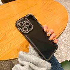 Imagem de Capa transparente luxuosa com diamante de cristal para iPhone 14 13 12 11 Pro Max X XR XS 7 8 Plus Capa de silicone macia transparente e brilhante, cinza, para iPhone 11