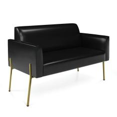 Imagem de Sofá Namoradeira 2 Lugares Pé De Ferro Dourado Marisa Corano D03 - D`rossi Cor Preto