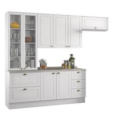 Imagem de Cozinha Completa Americana 4 Peças Branco com Cristaleira - Móveis Hen