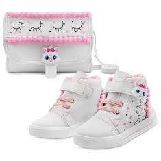 Imagem de Kit Tênis Infantil Menina Cano Alto Com Bolsa Feminino Gatinha Gatatuya-Feminino