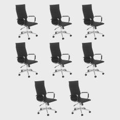 Imagem de Kit 8 Cadeiras escritório Esteirinha Diretor Home office - Branco