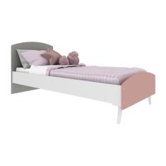 Imagem de Cama Solteiro Mdf Doçura Multimóveis Branco Cinza Rosa