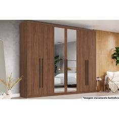 Imagem de Guarda Roupa 6 Portas (2 c/ Espelho) e 3 Gavetas Jade Castanho - Henn