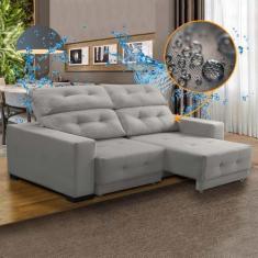 Imagem de Sofá Compact Retrátil Impermeável Cinza Claro 210 Cm Reclinável D26 Su