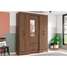 Imagem de Guarda Roupa 6 Portas (1 c/ Espelho) e 3 Gavetas Briz B23 Castanho - Henn
