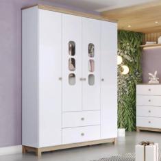 Imagem de Guarda-roupa 4 Portas 2 Gavetas Aconchego Branco/jequitibá Hp