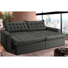 Imagem de Sofá Retrátil Reclinável e Cama 2,35m Cama Inbox Flex Suede Velusoft Cinza