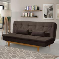 Imagem de Sofá Cama 3 Lugares em Suede Tokio Yescasa Marrom
