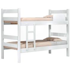 Imagem de Beliche Solteiro J&A Móveis Prisma Plus c/ escada e proteção - Branco