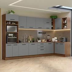 Imagem de Armário de Cozinha Completa de Canto 499cm Rustic/cinza Agata Madesa 01