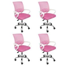 Imagem de Kit 4 Cadeiras para Escritório Diretor Tela Mesh Tok 3310 Rosa
