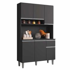 Imagem de Armário Cozinha Compacta 6 Portas 105cm Cinza Fosco