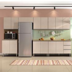 Imagem de Cozinha Modulada Milla 6 Peças Amendoa Off White Puxador Aluminio Ii