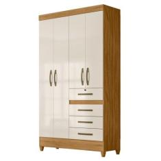 Imagem de Guarda Roupa Solteiro 4 Portas 4 Gavetas 110cm Cabral M07 Freijó/Off White - Mpozenato