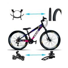 Imagem de Bicicleta Viking Aro 26 Tuffx25/30 Vmaxx Freio Hidráulico 21v Preto Rosa