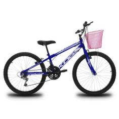 Imagem de Bicicleta Infantil Aro 24 para Menina 18 Velocidades KOG Azul Signos B