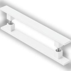 Imagem de Puxador De Porta Pivotante Barra Chata Duplo Branco 30cm - Metalcromo
