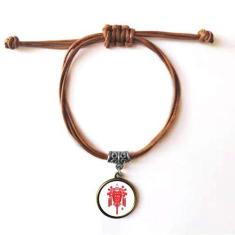 Imagem de DIYthinker Pulseira de couro com padrão de lanterna chinesa tradicional vermelha pulseira marrom joia presente
