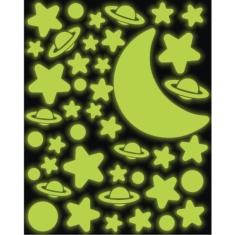 Imagem de Adesivo Brilha No Escuro - Galáxia - Estrelas - Planetas Lua