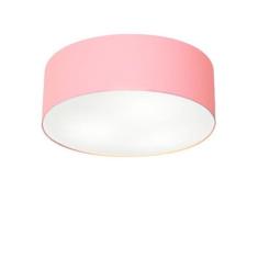 Imagem de Plafon Cilíndrico Md-3046 Cúpula em Tecido 35x12cm Rosa Bebê - Bivolt