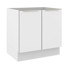 Imagem de Balcão Madesa Lux 80 cm 2 Portas (Sem Tampo) - Branco/Branco Veludo