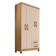 Imagem de Guarda Roupa Solteiro 4 Portas e 2 Gavetas Monique Carvalho/Off White - Pallazio