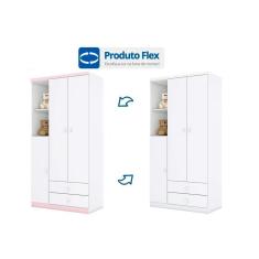 Imagem de Guarda Roupa Infantil Bala De Menta C 3 Portas E 2 Gavetas Branco Rosa Henn