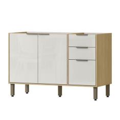 Imagem de Balcão de Cozinha para Pia 120 Cm Glória 3 Portas 2 Gavetas Castanho/O