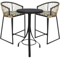 Imagem de Kit 2 Banquetas Alta com Mesa Bistro para Cozinha Varada Área Bar Gour