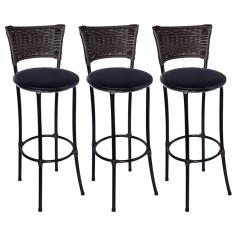 Imagem de Kit 3 Banquetas Alta Romana  Junco Argila com Assento  Fortmix