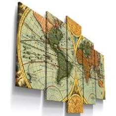 Imagem de Quadros Decorativos Mapa Mundi Retrô Geografia Escola