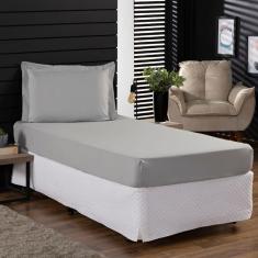 Imagem de Jogo de Cama Solteiro 400 Fios Percal 02 Peças Com Aba, Antiácaro, Anti-pilling com Toque Macio