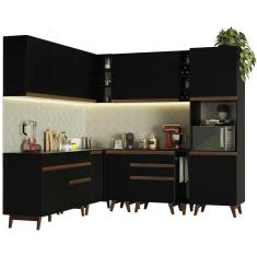 Imagem de Cozinha Completa Canto Madesa Reims Armário e Balcão Preto