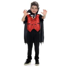 Imagem de Fantasia Vampiro Stefan Colete Infantil Com Capa Halloween