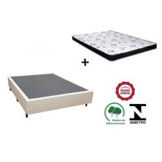 Imagem de Cama Box Casal Bege + Colchão Espuma D28 138x188x14