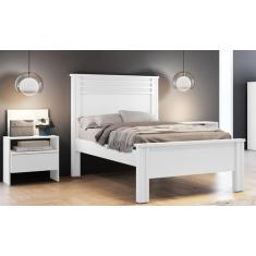 Imagem de Cama Solteiro Com Painel Ripado - Verona-Branco - Móveis Novo Horizont